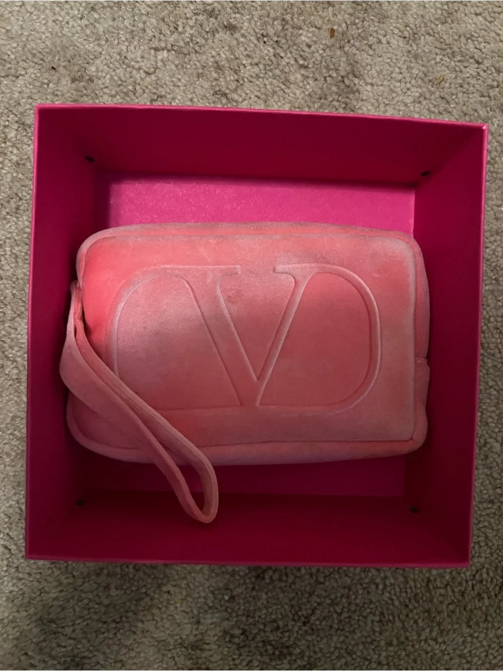 Valentino Pink Velvet Logo Wrist Pouch